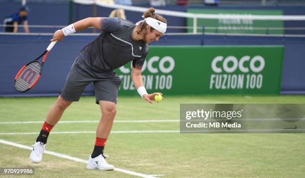 Lukas Lacko on Day Six of the Fuzion 100 Surbiton Trophy at the Surbiton Racket & Fitness Club on June 7 , 2018 in Surbiton,England