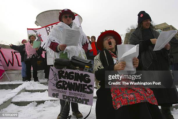 Protests against President George Bush's policies take place on his second inauguration day. Patricia Lay-Dorsey sings protest songs. She is from...