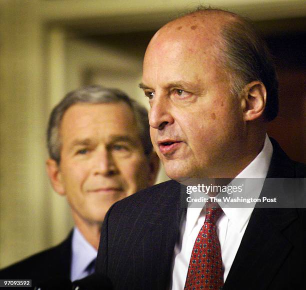 Feb17, 2005 Slug: p/bush Neg. #: 165054 Photog: Gerald Martineau/TWP Old EOB auditorium Pres. Press Conf. Announcing new security chief. President...