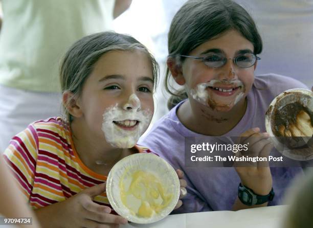 Kevin Clark\The Washington Post Neg #: 171138 Herndon, VA Franki Audin and Emma Berry show off after the pie eating contest at the Fairfax County 4-H...