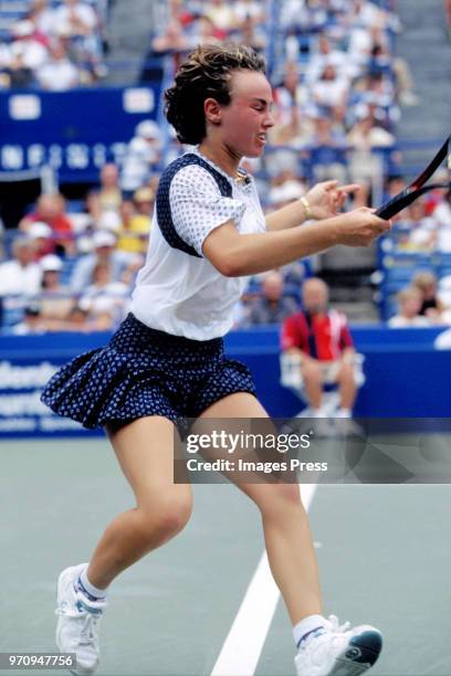 Martina Hingis watches tennis at the US Open circa 1996 in New York City.