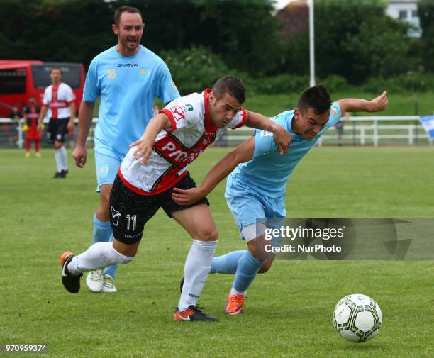 Gabriele Piantoni of Padania and Balazs Csiszer of Szekely Land during Conifa Paddy Power World Football Cup 2018 Bronze Medal Match Third Place...