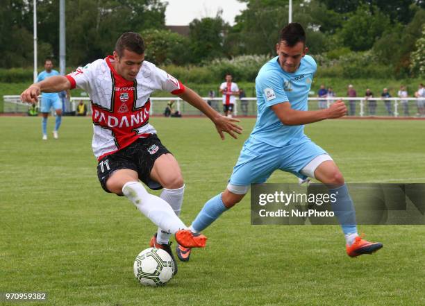 Gabriele Piantoni of Padania and Balazs Csiszer of Szekely Land during Conifa Paddy Power World Football Cup 2018 Bronze Medal Match Third Place...