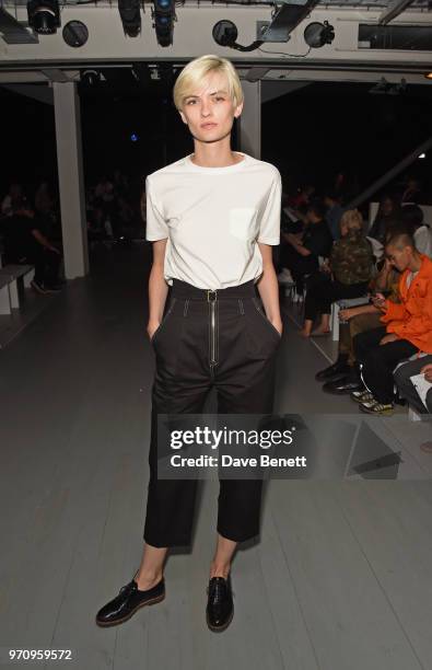 Lara Mullen attends the Alex Mullins show during London Fashion Week Men's June 2018 at the BFC Show Space on June 10, 2018 in London, England.