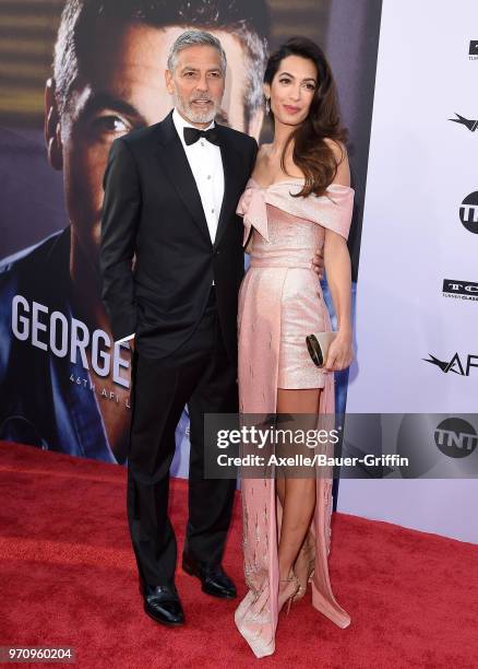 Actor George Clooney and Amal Clooney arrive at the American Film Institute's 46th Life Achievement Award Gala Tribute to George Clooney on June 7,...