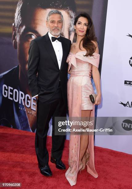 Actor George Clooney and Amal Clooney arrive at the American Film Institute's 46th Life Achievement Award Gala Tribute to George Clooney on June 7,...