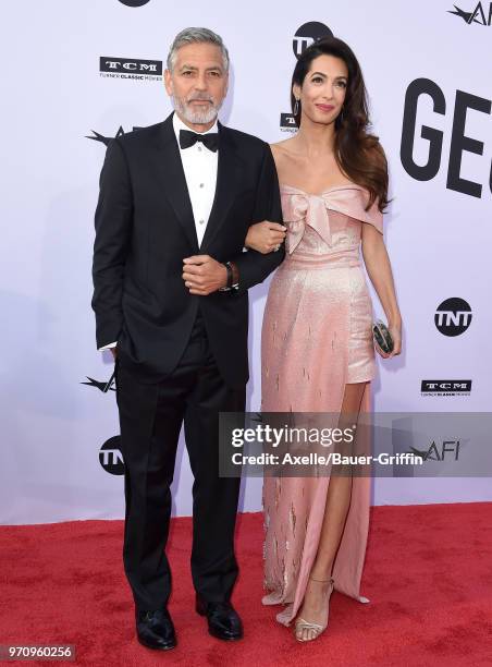 Actor George Clooney and Amal Clooney arrive at the American Film Institute's 46th Life Achievement Award Gala Tribute to George Clooney on June 7,...