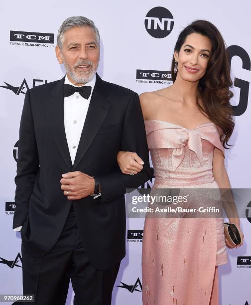 Actor George Clooney and Amal Clooney arrive at the American Film Institute's 46th Life Achievement Award Gala Tribute to George Clooney on June 7,...