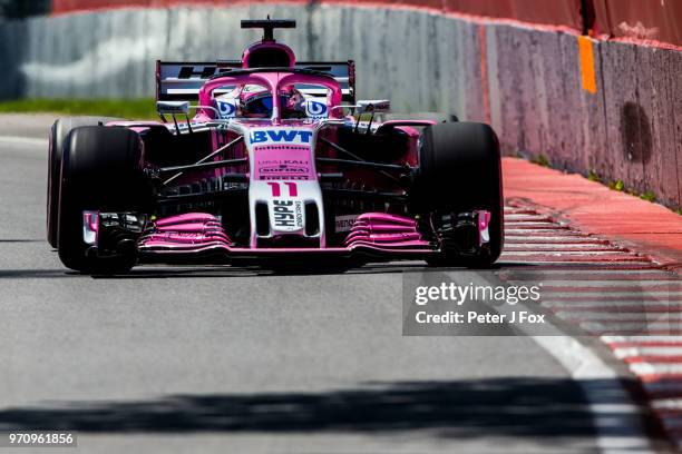 Sergio Perez of Mexico and Sahara Force India during qualifying for the Canadian Formula One Grand Prix at Circuit Gilles Villeneuve on June 9, 2018...