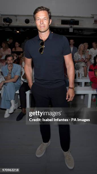Paul Sculfor on the front row during the Christopher Raeburn London Fashion Week Men's SS19 show at the BFC Spaceshow, London. PRESS ASSOCIATION....