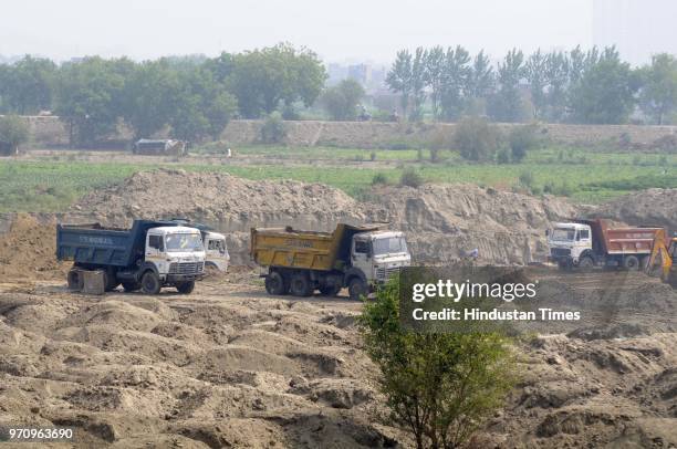 View of dumping ground of Sector 123, on June 10, 2018 in Noida, India. The National Green Tribunal issued an interim order recently directing it to...