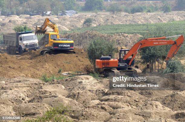 View of dumping ground of Sector 123, on June 10, 2018 in Noida, India. The National Green Tribunal issued an interim order recently directing it to...