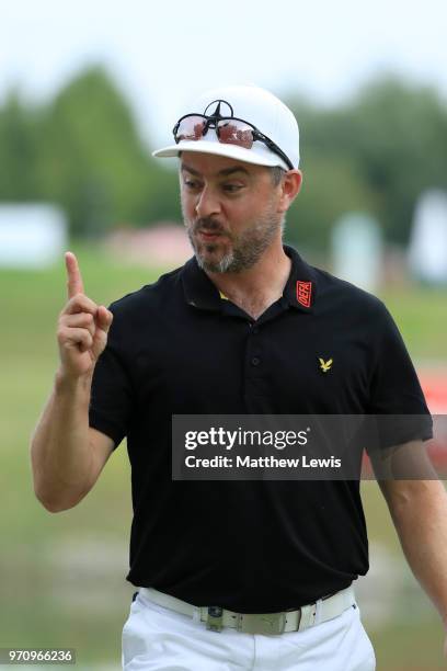 Mikko Korhonen of Finland celebrates after his winning put during day four of The 2018 Shot Clock Masters at Diamond Country Club on June 10, 2018 in...