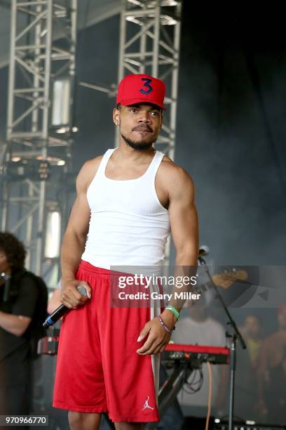 Chance The Rapper performs in concert during the Bonnaroo Music & Arts Festival on June 9, 2018 in Manchester, Tennessee.