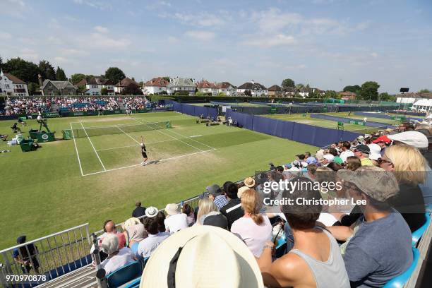 General view of action on centre court during the Mens Final match on Day 09 of the Fuzion 100 Surbition Trophy on June 10, 2018 in London, United...