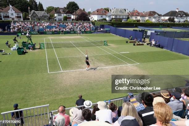 General view of action on centre court during the Mens Final match on Day 09 of the Fuzion 100 Surbition Trophy on June 10, 2018 in London, United...