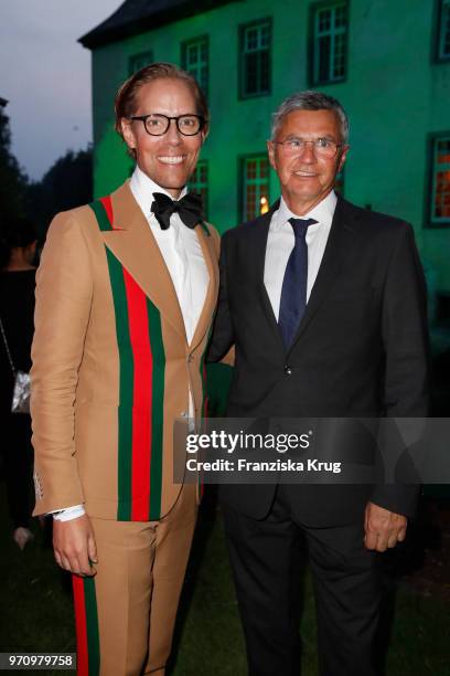 Jens Hilbert and Otto Becke, Head coach of the German equestrian jumping team attend the Balve Optimum 2018 Gala on June 8, 2018 in Balve, Germany.