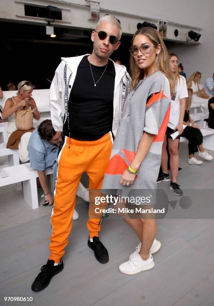 Erin McNaught and Example attend the Christopher Raeburn show during London Fashion Week Men's June 2018 on June 10, 2018 in London, England.