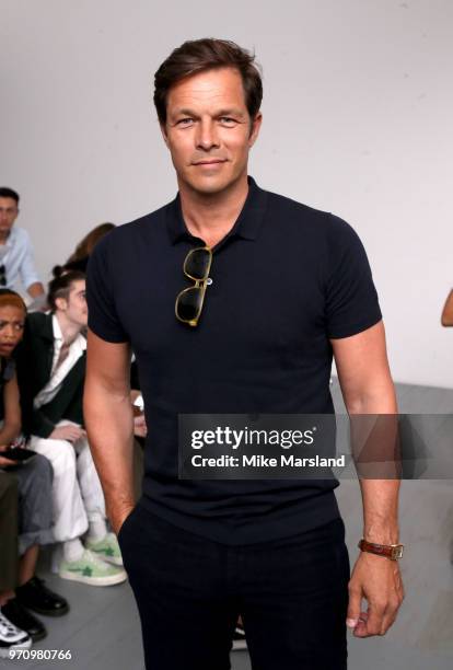 Paul Sculfor attends the Christopher Raeburn show during London Fashion Week Men's June 2018 on June 10, 2018 in London, England.