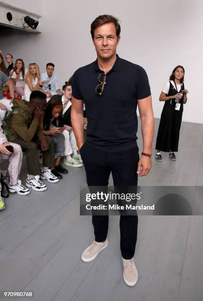Paul Sculfor attends the Christopher Raeburn show during London Fashion Week Men's June 2018 on June 10, 2018 in London, England.