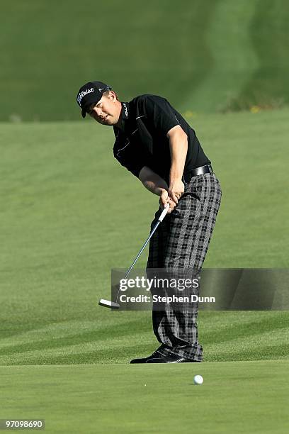 Bryce Molder putts on the sixth hole during the final round of the AT&T Pebble Beach National Pro-Am at Pebble Beach Golf Links on February 14, 2010...