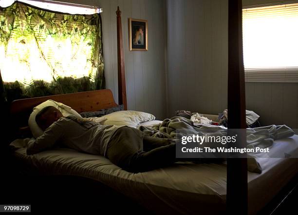 Sgt. Travis Brill takes a afternoon nap. Like many returning Marines, sleep is often a problem. Iraq changed the men of Lima Company, 3rd Battalion,...