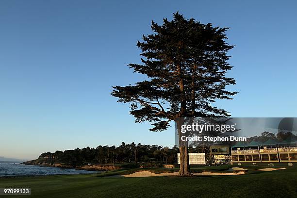 The 18th hole before the final round of the AT&T Pebble Beach National Pro-Am at Monterey Peninsula Country Club on February 14, 2010 in Pebble...