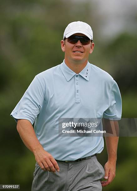 Garrett Willis looks on during the second round of the Mayakoba Golf Classic at El Camaleon Golf Club held on February 19, 2010 in Riviera Maya,...