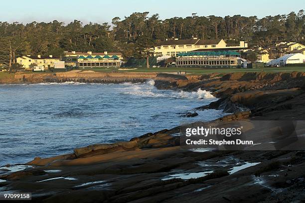 The 18th hole before the final round of the AT&T Pebble Beach National Pro-Am at Monterey Peninsula Country Club on February 14, 2010 in Pebble...