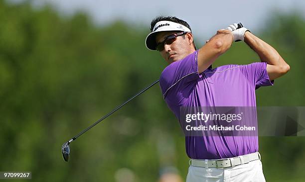 Dean Wilson hits a shot during the third round of the Mayakoba Golf Classic at El Camaleon Golf Club held on February 20, 2010 in Riviera Maya,...