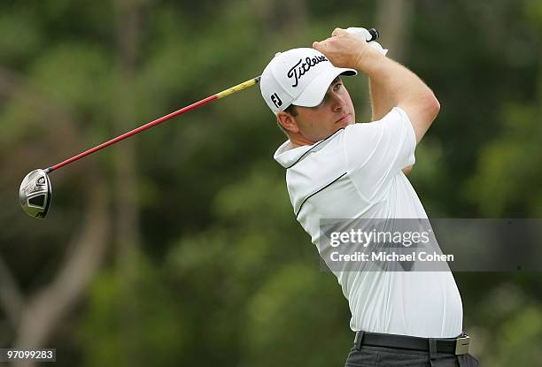 Matt Weibring hits a shot during the final round of the Mayakoba Golf Classic at El Camaleon Golf Club held on February 21, 2010 in Riviera Maya,...