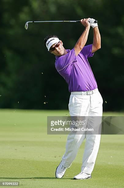 Dean Wilson hits a shot during the third round of the Mayakoba Golf Classic at El Camaleon Golf Club held on February 20, 2010 in Riviera Maya,...