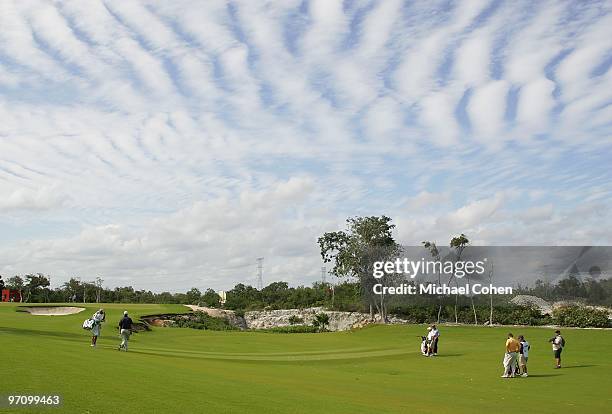 Scenic view of the ninth hole is seen during the third round of the Mayakoba Golf Classic at El Camaleon Golf Club held on February 20, 2010 in...