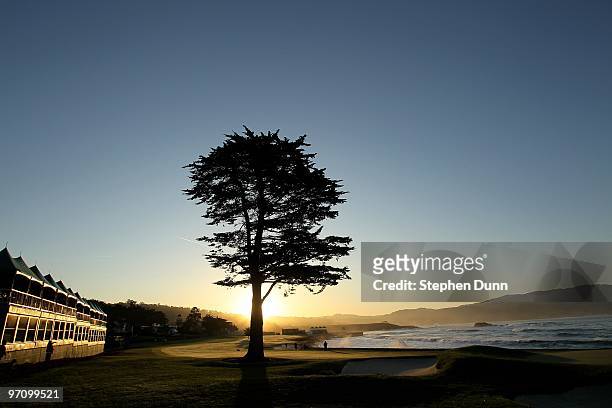 The 18th hole before the final round of the AT&T Pebble Beach National Pro-Am at Monterey Peninsula Country Club on February 14, 2010 in Pebble...