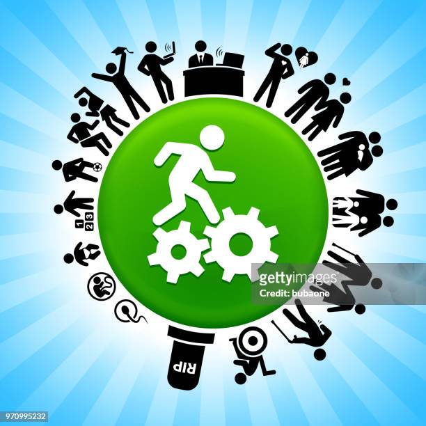 stick figure climbing gear lifecycle stages of life background - diaper teen stock illustrations