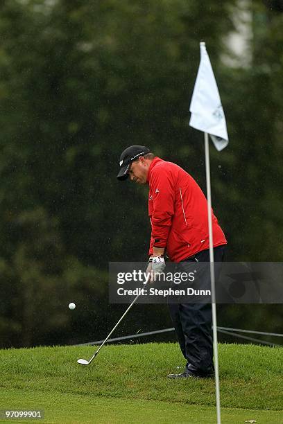 Fred Couples chips onto the green on the seventh hole during the second round of the Northern Trust Open at Riveria Country Club on February 5, 2010...