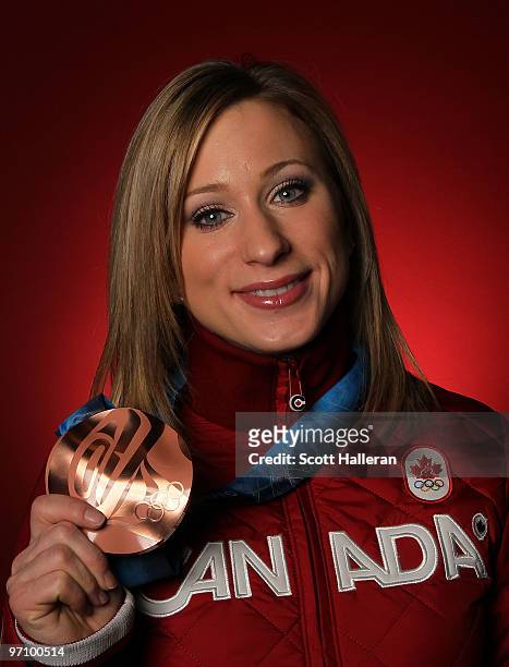 Bronze medal-winning figure skater Joannie Rochette of Canada poses in the NBC Today Show Studio at Grouse Mountain on February 26, 2010 in North...