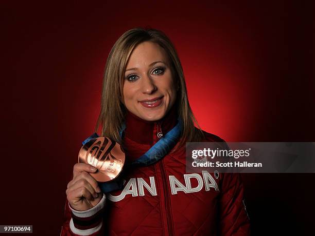 Bronze medal-winning figure skater Joannie Rochette of Canada poses in the NBC Today Show Studio at Grouse Mountain on February 26, 2010 in North...