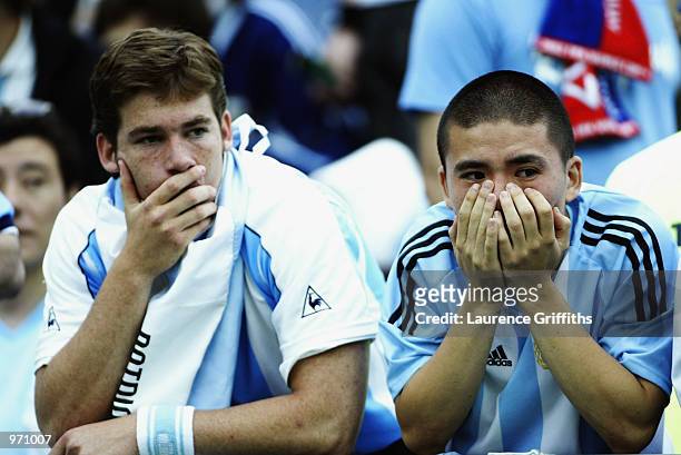 Argentina fans distraught after the Argentina v Sweden, Group F, World Cup Group Stage match played at the Miyagi Stadium, Miyagi, Japan on June 12,...