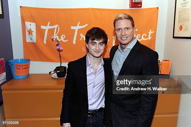 Actor Daniel Radcliffe and Trevor Project Executive Director & CEO Charles Robbins visit Trevor Project's eastcoast call center on February 26, 2010...