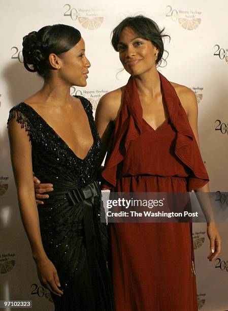 The Kennedy Center Washington, DC Dania Ramirez, actress known for X-Men," left, and Rosario Dawson pose for photos at the 2006 Hispanic Heritage...