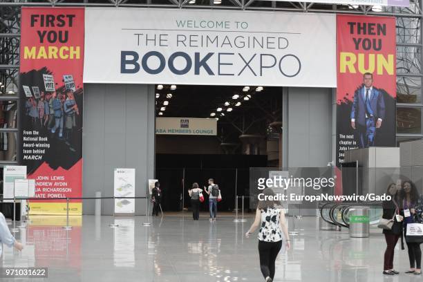Sign at entry to BookExpo America 2018 in New York City, New York, May 31, 2018.