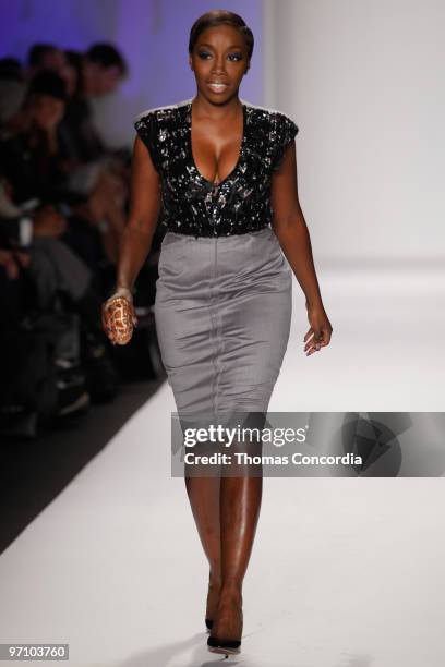 Estelle walks the runway at Naomi Campbell's Fashion For Relief Haiti NYC 2010 Fashion Show during Mercedes-Benz Fashion Week at The Tent at Bryant...