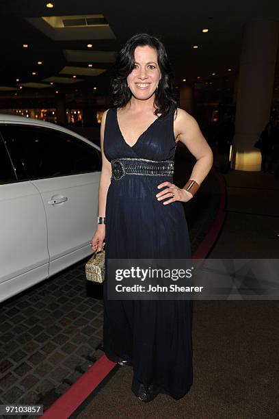 Actress Jacqueline Mazarella arrives in an Audi to the 12th Annual Costume Designers Guild Awards at The Beverly Hilton hotel on February 25, 2010 in...