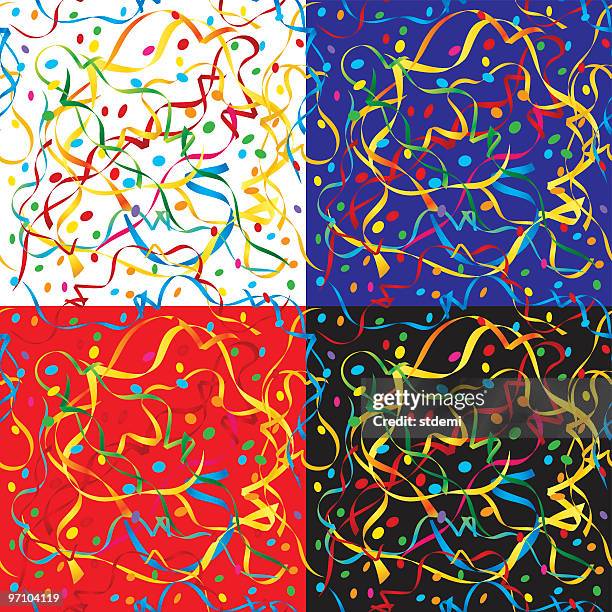 four squares of colorful holiday pattern - streamer stock illustrations