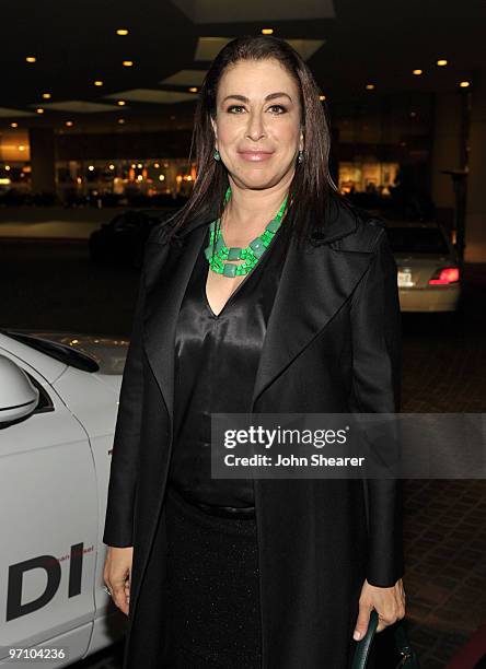 Actress Roma Maffia arrives in an Audi to the 12th Annual Costume Designers Guild Awards at The Beverly Hilton hotel on February 25, 2010 in Beverly...