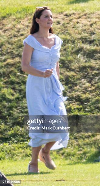 Catherine, Duchess of Cambridge during the Maserati Royal Charity Polo Trophy at Beaufort Park on June 10, 2018 in Gloucester, England.