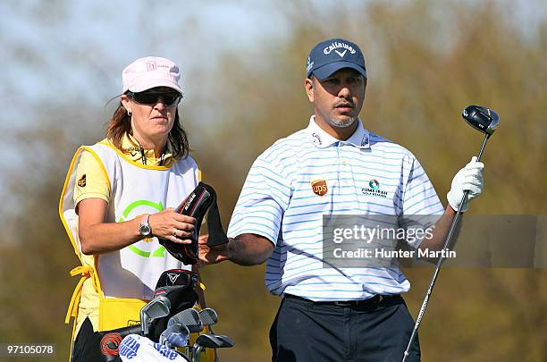 Jeev Milkha Singh of India pulls a club on the ninth hole during the second round of the Waste Management Phoenix Open at TPC Scottsdale on February...