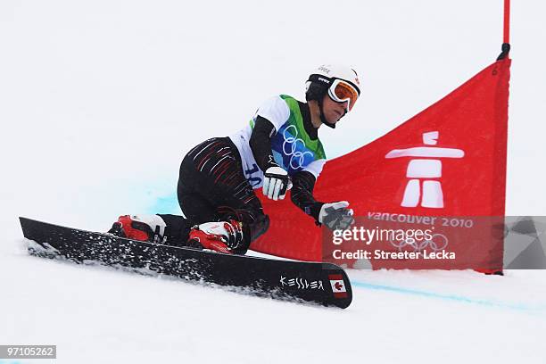 Alexa Loo of Canada competes during the Snowboard Ladies' Parallel Giant Slalom on day 15 of the Vancouver 2010 Winter Olympics at Cypress Mountain...