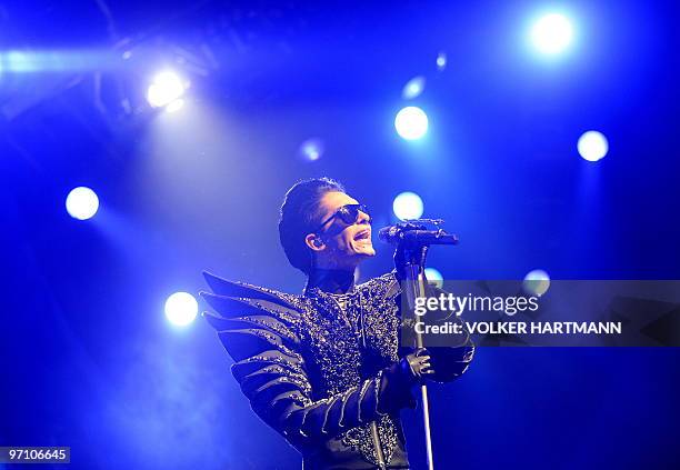 Bill Kaulitz of the German band Tokio Hotel performs on stage during their "Welcome to Humanoid City" tour iin the western German city of Oberhausen...